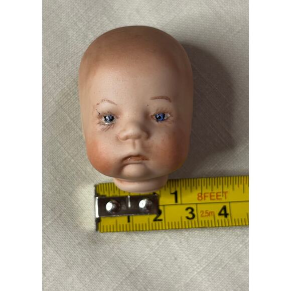 Vintage Sugar Lump Baby Doll Head & Hands Set – Miniature Bisque Craft Parts - Picture 11 of 12